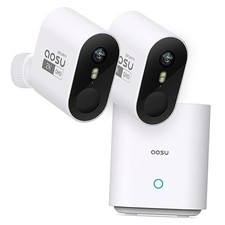  Telecamere di Sicurezza Wireless Sistema Casa Esterno, True 2K HD Night 2-Cam-Kit