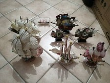 COLLEZIONE 8 NAVI VALIERI GALEONE BOTTIGLIA CONCHIGLIE  AVORIO E LEGNO