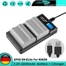2x EN-EL3e EL3a batteria batteria + caricabatterie per Nikon D70 D80 D90 D100 D200 D300 