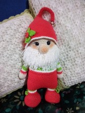 AMIGURUMI GNOMO NATALE FATTO A UNCINETTO TUTTO COTONE 30CM X 10CM 127 GR DI PESO