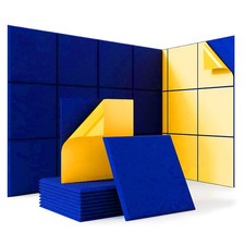 Confezione 18 Pannelli Acustici Autoadesivi Studio Insonorizzazione Piastrelle Parete BLU