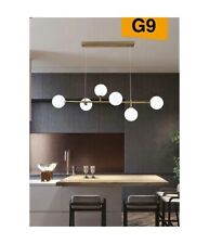 Lampadario moderno a sospensione con 6 sfere ed attacchi per lampadine LED G9