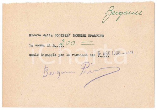 1938 ciclismo milano ricevuta - ciclismo,