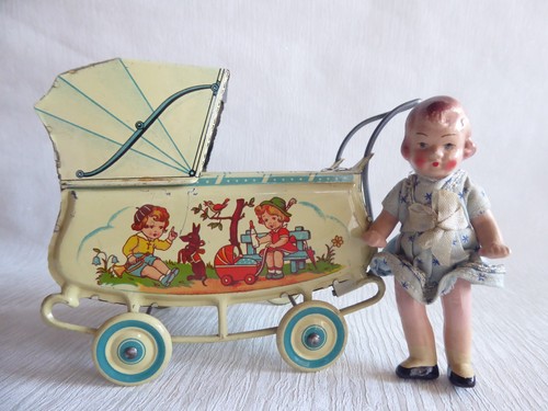 Carrello per bambole - bambole, latta