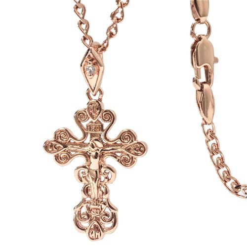 Collana donna oro rosa croce