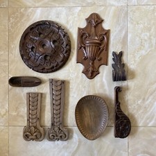 2º Lotto Di 7 Fregi Un Rosone in legno lavorati a mano