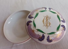 ANTICA SCATOLA CERAMICA GINORI cofanetto porta cipria con monogramma oro
