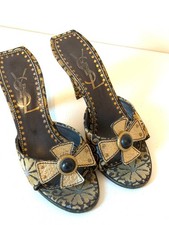 Sandali vintage Y2k YSL Yves Saint Laurent Casablanca slide tela cioccolato taglia 36