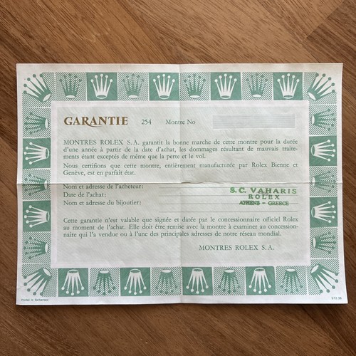 Rolex garanzia warranty blank - rolex,