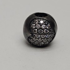 Charm Pandora Pave Yin Yang Clip Argento Sterling 925 ALE Nero Pietre Chiare