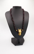 collana granato vintage oro giallo Garuda artigianato indiano anni '60