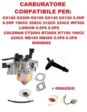 Carburatore Honda Loncin Gx 120 160 per Motopompa Idropulirice Motozappa 6.5Hp