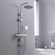 COLONNA DOCCIA con SOFFIONE TONDO E DOCCETTA ACCIAIO INOX D.20CM Anticalcare