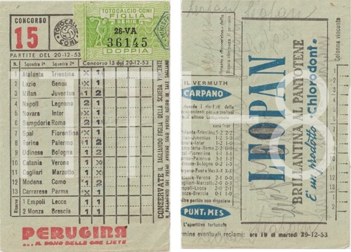Schedina totocalcio 1953 - schedina,