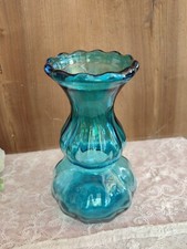  VASO  VINTAGE VETRO VERDE PESANTE COLOR OTTANIO - PETROLIO CM 21