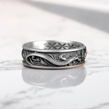 Anello Fascia Argento Drago