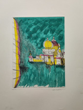 REMO BRINDISI (1918 - 1996) Opera Acquaforte Acquatinta Colorata Venezia Firmata
