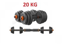 SET 2 MANUBRI E DISCHI KIT PALESTRA 20KG PESI BILANCIERE FITNES 10 KG A MANUBRIO