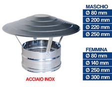 CAPPELLO CINESE PARA PIOGGIA CAPPA FUMAIOLO CANNA FUMARIA ACCIAIO INOX 24621V