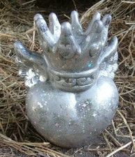 Latex heart mold plaster concrete cement Angel wings rubber mould 5.5"H x 4.25"