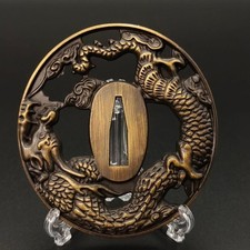 Spada giapponese Tsuba guardia katana ornamenti lega antica articolo...