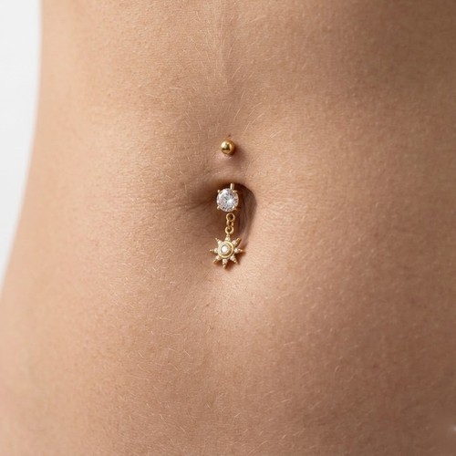 Anello bottone pancia sole - bottone,