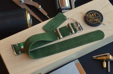 20 mm Cinturino pelle scamosciata verde Suede Leather Watch Strap Handmade Italy