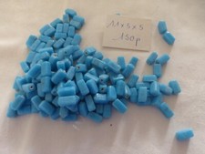 perle vintage lot  150 perle en verre bleu turquoise  forme rectangle 11x5x5