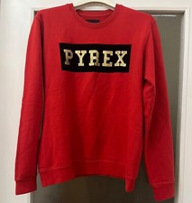 Felpa Pyrex Colore Rosso Nero e Oro Taglia L con Contorno del Logo Scamosciato