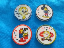 x4 GOMME GOMMINE da COLLEZIONE Vintage ERASER Anni '80s MEDAGLIE CARTOON DISNEY