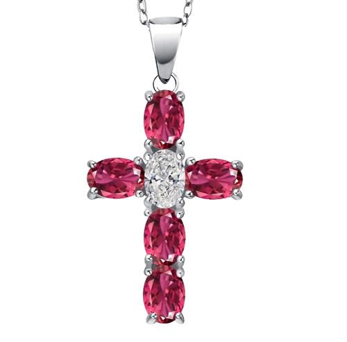Ciondolo croce tormalina rosa