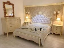 Letto Matrimoniale contenitore ecopelle Barocco legno oro,argento Fiocco