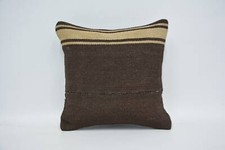 Cuscino marrone 14"x14", cuscino etnico per tappeto kilim, cuscini antichi