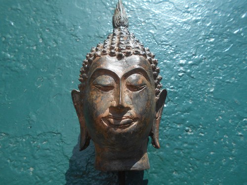 Tête bouddha bronze ancien - en,