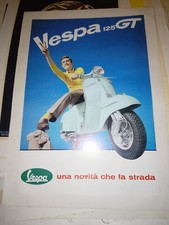 manifesto poster pubblicitario Vespa 125 GT originale illustrato epoca 1950s