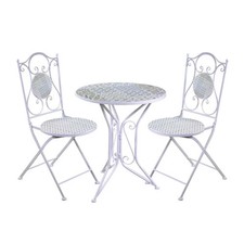 Tavolo mosaico in ferro battuto tondo con 2 sedie cm ø60h75