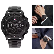 Orologio da uomo al quarzo 1710494 Quadrante nero + cinturino nero 50 mm