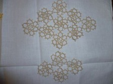 applicazioni al chiacchierino per tende lenzuoli e asciugamani eseguiti a mano 