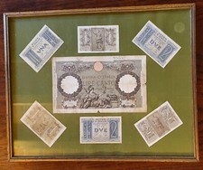 Quadro moneta da 100 lire 1931 + 3 da Due Lire + 3 da Una Lira