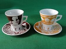 COPPIA TAZZE BAR CIOCCOLATA CAPPUCCINO ERACLEA PORCELLANA GIALLA MARRONE. CP66