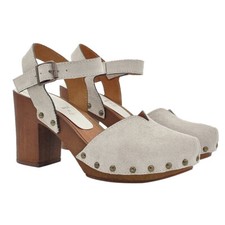 Sandali svedesi in camoscio color ghiaccio tacco 9 cm - MY133 CAM GHIACCIO