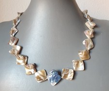 COLLANA DONNA + ORECCHINI PIETRE DURE MADREPERLA NATURALE E PERLA IN FORMAZIONE 