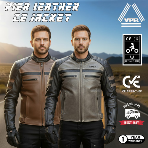 Giacca moto pelle vpr pier - pelle,