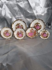 Piatti decorativi porcellana vintage Limoges X6 bordo oro supporti/appendiabiti da parete