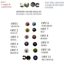 COPRIBOTTONI art106 ARGENTATI SMALTO e occhi acrilico  COPRI BOTTONI GEMELLI
