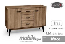 MOBILE SALOTTO MODERNO 3 CASSETTI 2 ANTE ARES NOCE LEGNO 120*38*H80