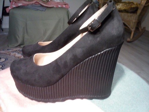 Scarpe con zeppa camoscio - zeppa,