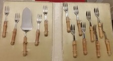 Set posate da dolce VINTAGE anni 60 in bambu 