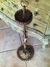 Antico Posacenere A Colonna In Ottone Forgiato A Mano '900 Disegn Fiori  Angelo 