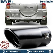 1x TERMINALE di Scarico OVALE per Toyota RAV4 II in Acciaio Inox NERO Tuning
